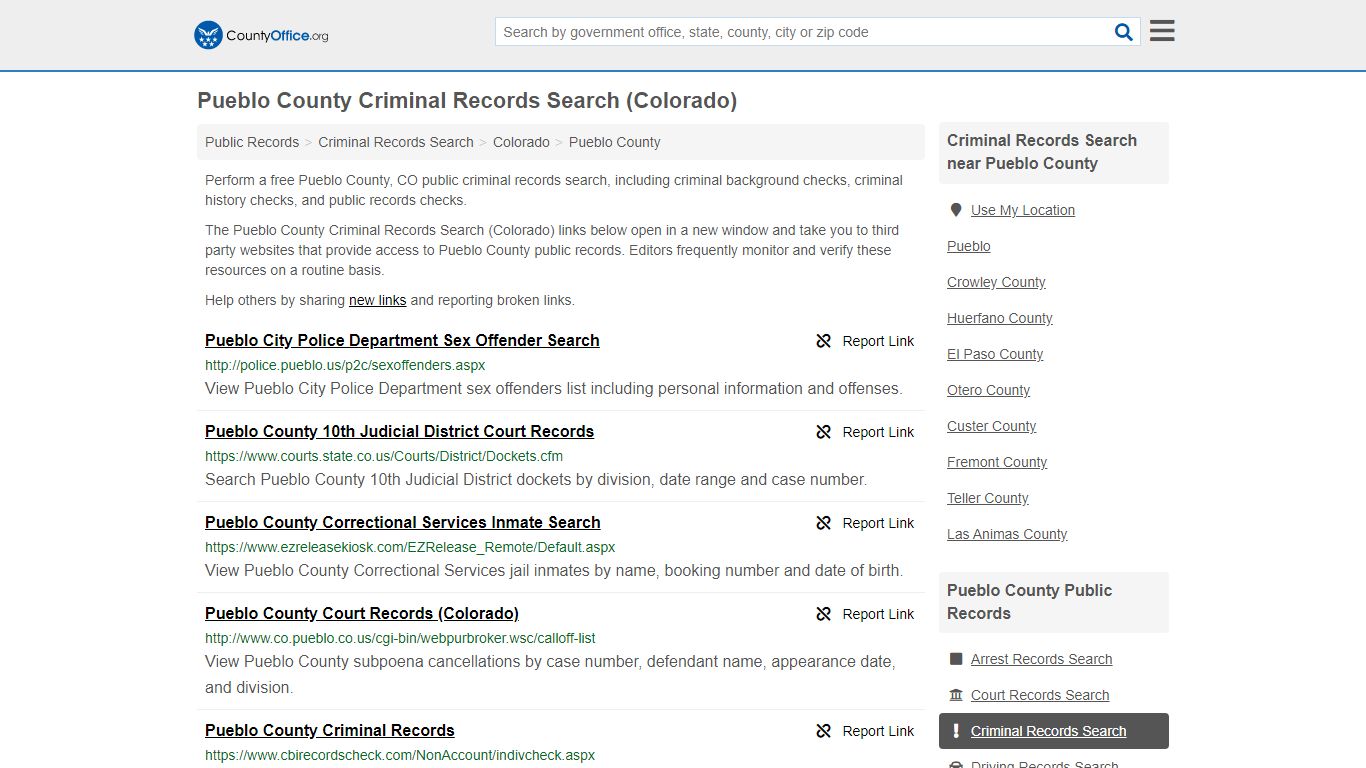 Criminal Records Search - Pueblo County, CO (Arrests ...